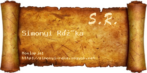 Simonyi Réka névjegykártya